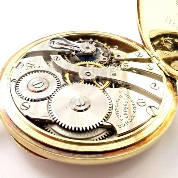 Vintage Howard 14k Yellow Gold 46mm 17j Pocket Watch c. 1920's - Picture 8 of 8
